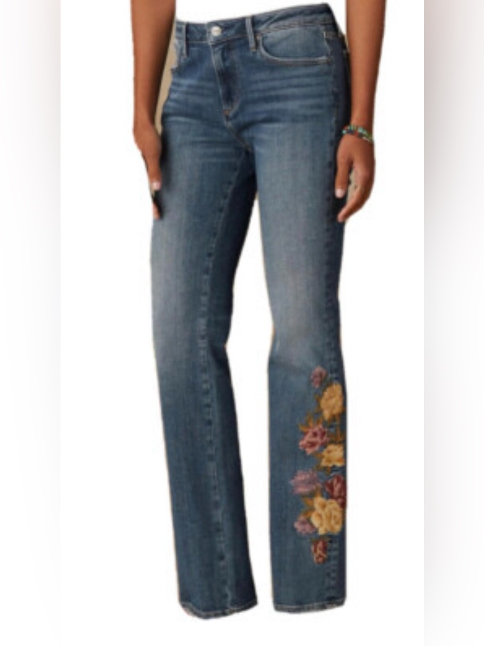 Driftwood Kelly Embroidered Straight-Leg Women’s Jeans - Blue, Size 27.